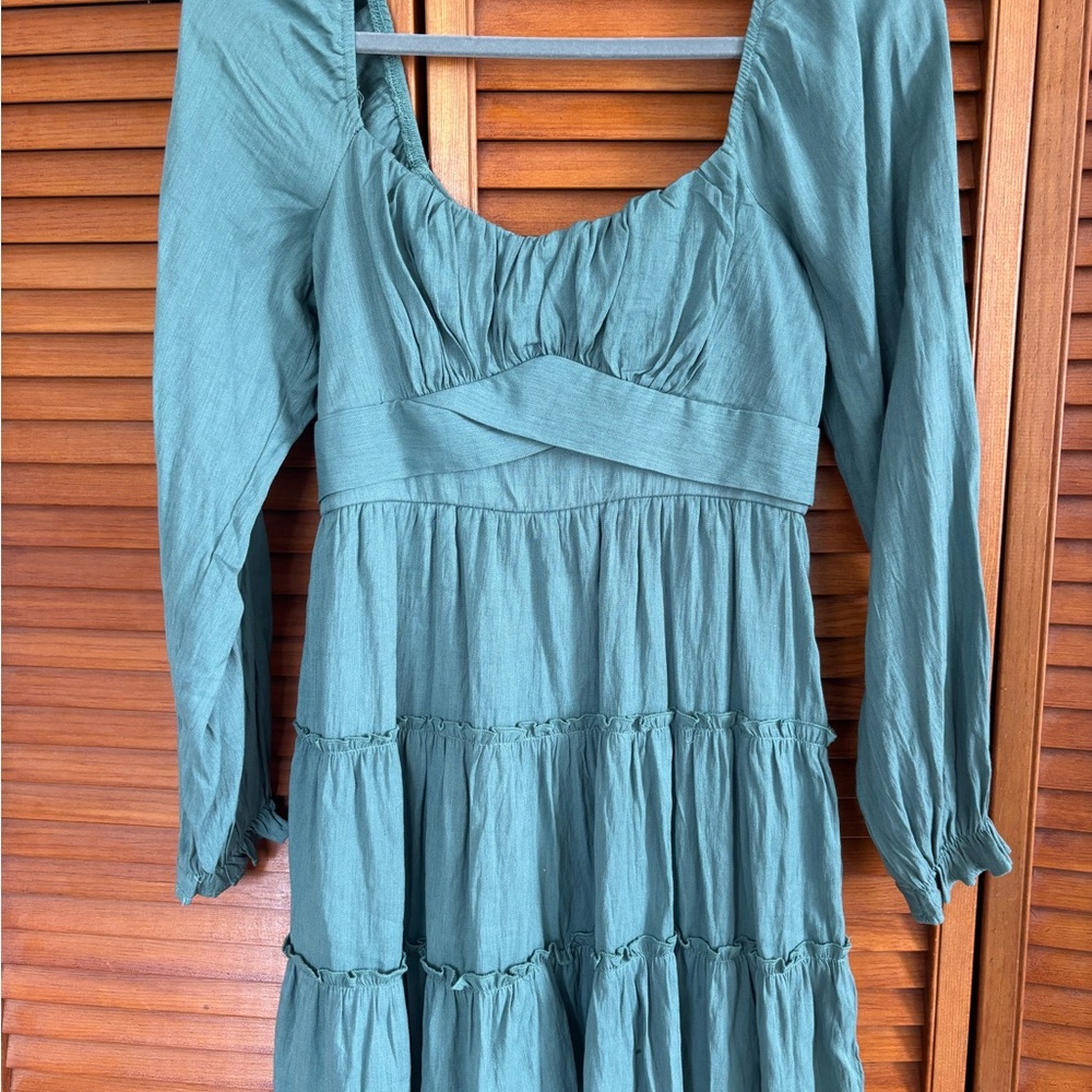 Altar'd State Teal Long Sleeve Dress